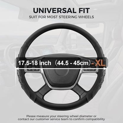 West Llama Semi Truck Steering Wheel Cover, Universal Fit 17.5-18 Inch Large Steering Wheels for RV, Big Rig, 18 Wheeler, Commercial Trucks and Buses (Extra Large Size-Black)