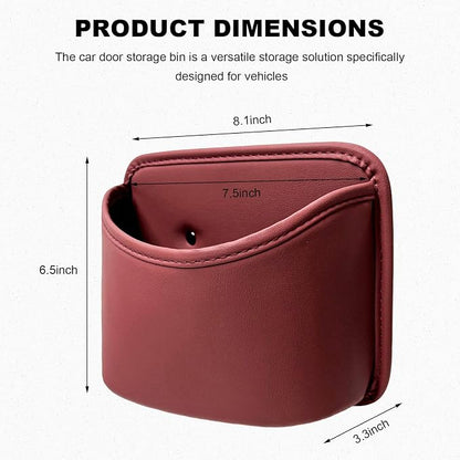 Car Trash Can, Clip On Garbage Organizer Multifunctional Car Door Hanging Container, Waterproof Leather Trash Bin Universal Interior Storage Box for Vehicle Home Office (Wine Red)
