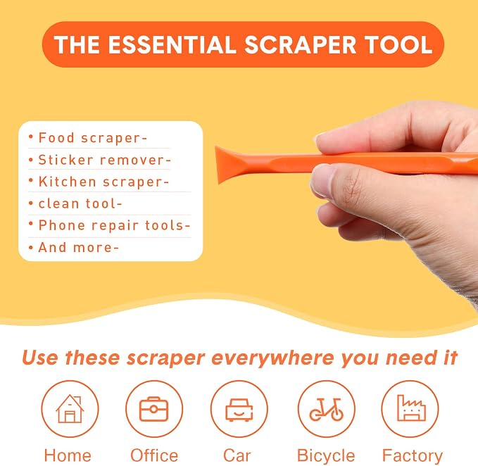 9 Pieces Plastic Scraper Tool Scratch Free Crevice Cleaning Sticker Remover Tool Multipurpose Non Scratch Scrapers for Tight Spaces, Kitchen, Crevices, Auto Detailing, Paint