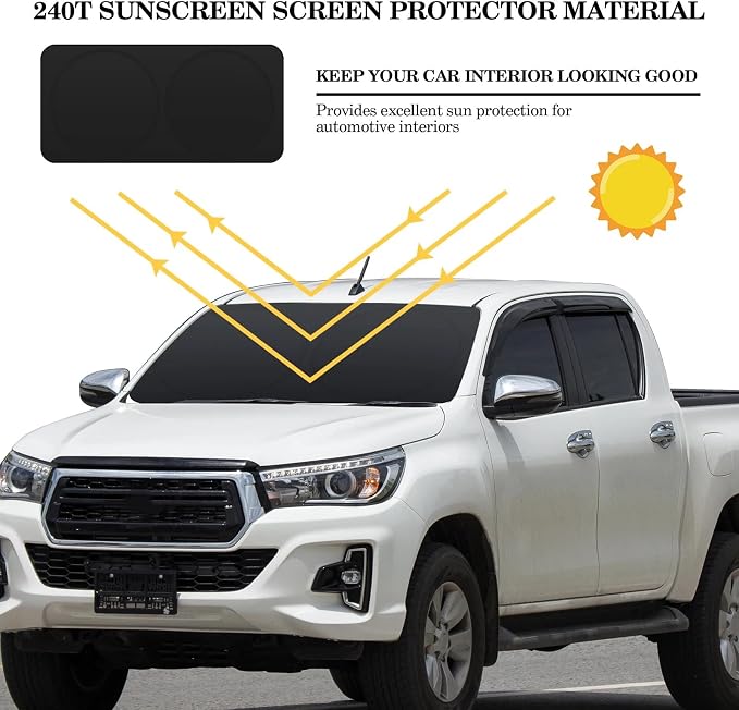 Windshield Sun Shade Foldable Car Front Window Covers for Car Accessories Sun Heat UV Rays Visor Protector Protection for Universal Cars SUV Truck (Solid Black)
