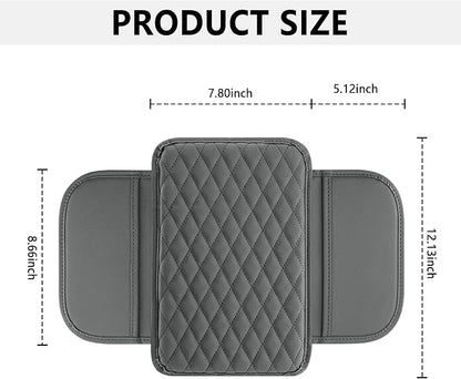 Stacool Upgraded Car Center Console Cover,Microfiber Leather Car Armrest Cover Cushion with 2 Storage Bags,Universal Car Armrest Storage Box (Gray)