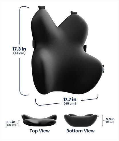 Everlasting Comfort Lumbar Support Pillow for Office Chair - Memory Foam Back Cushion for Car Seat - Promotes Better Posture, Back Pain Relief - Ideal Gaming and Desk Chairs Work and Home Essentials