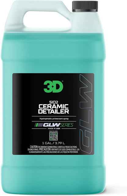 3D SiO2 Ceramic Detailer 1 Gallon – Quick Detailer with Advanced SiO2 Polymers – Hydrophobic Protection, UV Defense, High Gloss Finish, Ceramic Coating Booster – Professional Car Care – Made in USA