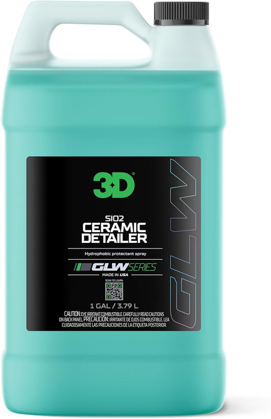 3D SiO2 Ceramic Detailer 1 Gallon – Quick Detailer with Advanced SiO2 Polymers – Hydrophobic Protection, UV Defense, High Gloss Finish, Ceramic Coating Booster – Professional Car Care – Made in USA