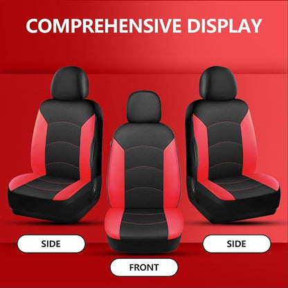 HChengkikz Car Seat Covers Front Seat, Waterproof Neoprene Seat Covers, Airbag Compatible, Universal Fit Most Sedans, SUVs, Trucks(Black + Red)