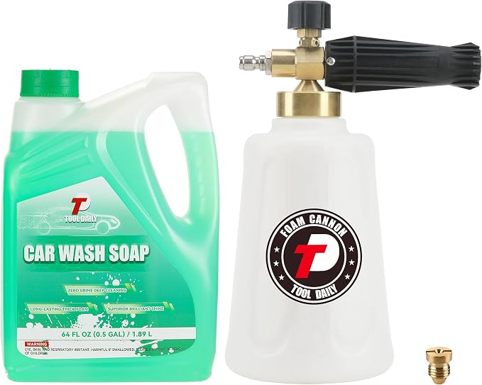 Tool Daily Foam Cannon for Pressure Washer with Car Wash Soap, Adjustable Snow Foam Lance, Additional Orifice Nozzle 1.1mm, 1/4" Quick Connect