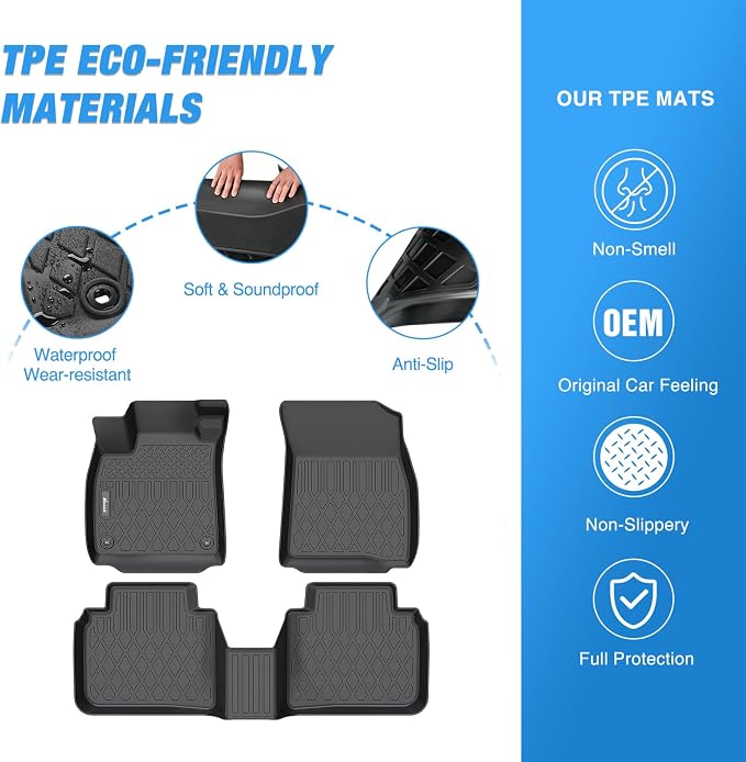 Nilight TPE Floor Mats for Honda Accord (Include Hybrid) 2023 2024 2025 2026 All Weather Custom Fit Heavy Duty Floor Liners
