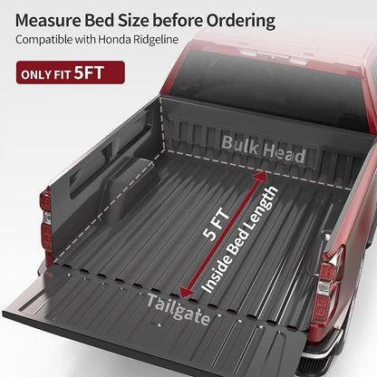 OEDRO Soft Tri-Fold Truck Bed Tonneau Cover Fit for 2017-2026 Honda Ridgeline 5 Feet Bed
