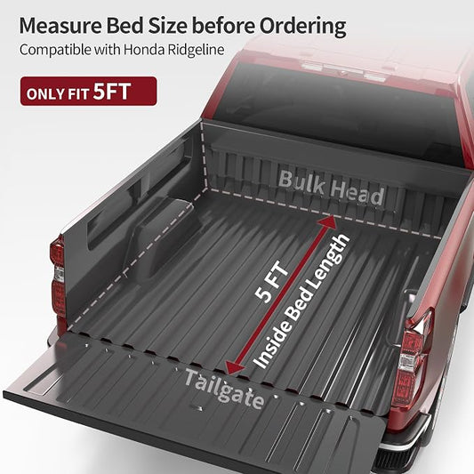 OEDRO Soft Tri-Fold Truck Bed Tonneau Cover Fit for 2017-2026 Honda Ridgeline 5 Feet Bed
