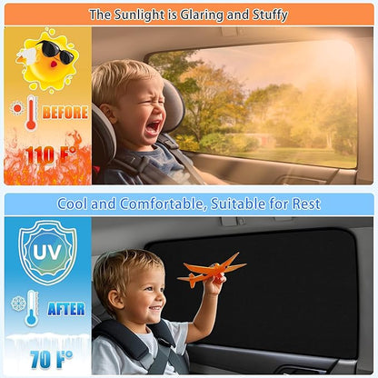 ZATOOTO Car Window Covers for Rear Privacy Car Shade for Baby Back Window Sunshade of Soft Suede UV Protection & Light Blocking Baby Sun Shades for Camping Eating and Rest, 16.69×31.5in