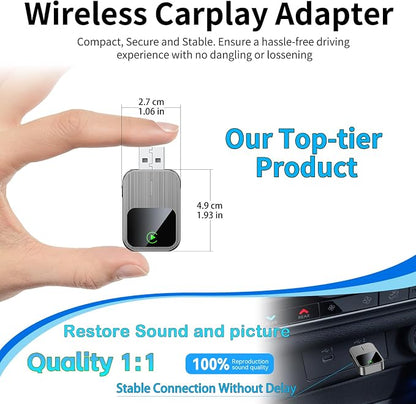 Wireless CarPlay Adapter-2025 Upgrade Built-in Wired CarPlay to Car Play Wireless Easy Use Plug&Play Fast Stable Connection Mini USB&Reset Button Design for Cars After 2016 (Only for iPhone)