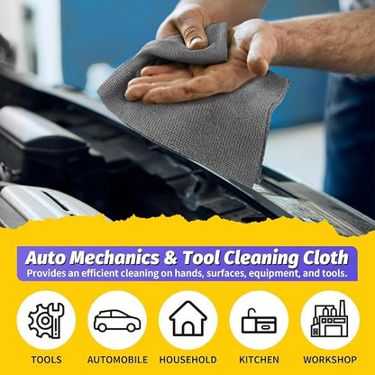 Microfiber Cleaning Cloth, 200 Pack Grey Cleaning Rags Microfiber Towel Bulk Absorbent Lint-Free Wash Cloths, All-Purpose Towels for Cars, Shop, Automotive, Garage, Home & Kitchen