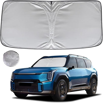 KAYZT Windshield Sun Shade for 2024-2025 2026 Kia EV9 Foldable Sunshade Front Window Custom Fit Car Accessories