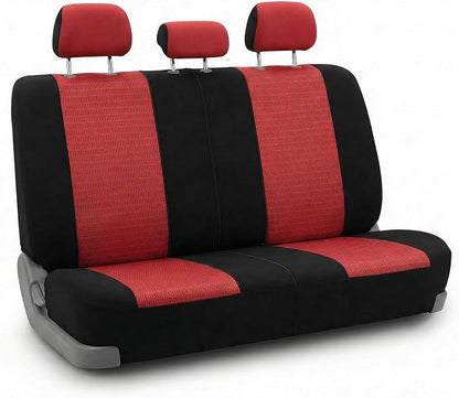 FH Group Automotive Seat Cover Trendy Elegance for Back Seat Red Car Interior Accessories for SUV, Sedan & Van Universal Fit Combo Rear Seat Cover Split Bench Car Seat Protector for Dogs and Kids