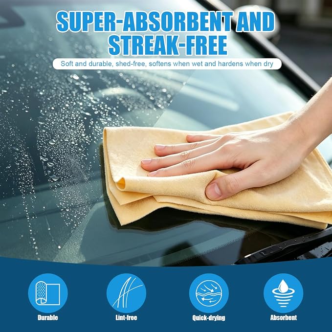 Car Cleaning Kit – Microfiber Towels for Cars, Chamois Cloth Drying Towels Car Detailing for Wash Interior and Glass, Complete Car Wash Set for a Spotless Finish