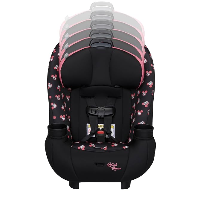 Disney Baby Ellaris 3-in-1 Convertible Car Seat, Slim Fit Design, Rear & Forward-Facing, 5-Position Headrest, 3-Across Fit, Travel-Friendly with Machine-Washable Seat Pad, Minnie Charm