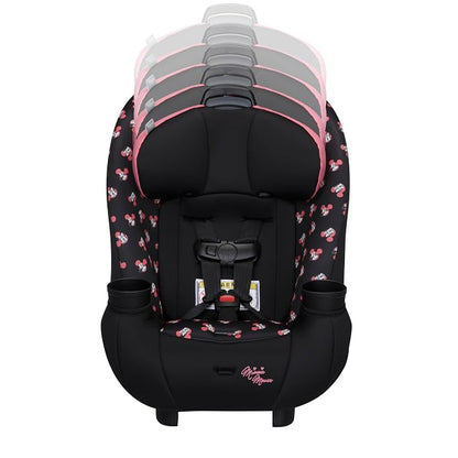 Disney Baby Ellaris 3-in-1 Convertible Car Seat, Slim Fit Design, Rear & Forward-Facing, 5-Position Headrest, 3-Across Fit, Travel-Friendly with Machine-Washable Seat Pad, Minnie Charm