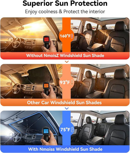 Nmoiss Windshield Sun Shade Umbrella Fit for Volkswagen Tiguan 2009-2026 Accessories, [Vinyl Coating Heat Shield] Protect Car from Sun Rays & Heat Damage Keep Cool and Protect Interior
