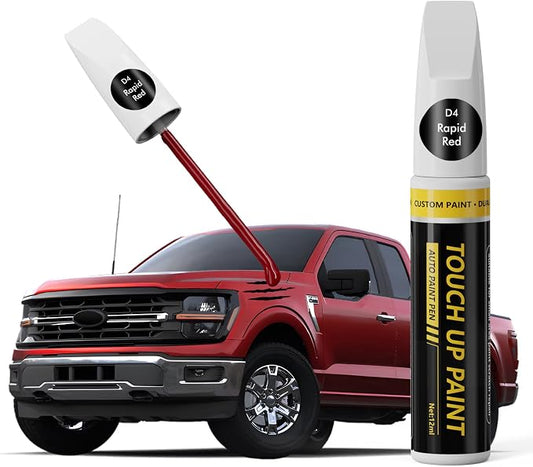 (Rapid Red (D4) Car Touch Up Paint for ford, Car Paint Scratch Repair Kit, 2 in 1 Premium Scratch Remover Pen with Exact Color-Matched