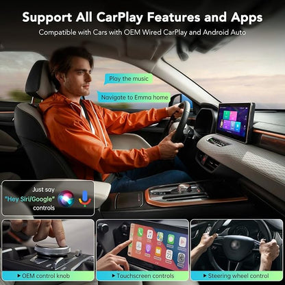Wireless CarPlay Adapter 2026, 2-in-1 Convert Factory Wired CarPlay & Android Auto to Wireless, Plug and Play, Auto Reconnect, Compatible with iPhone & Android Phones, USB/USB-C, Light Grey