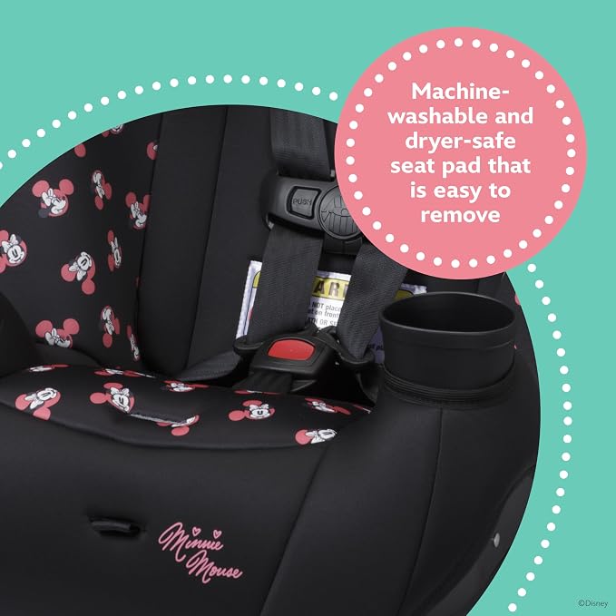Disney Baby Ellaris 3-in-1 Convertible Car Seat, Slim Fit Design, Rear & Forward-Facing, 5-Position Headrest, 3-Across Fit, Travel-Friendly with Machine-Washable Seat Pad, Mickey Sprinkle