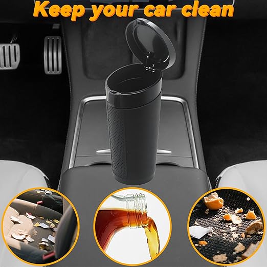 Car Trash Can Bin with Lid, Leakproof Garbage Can for Vehicle, Mini Trash Bin with 90 Attached Trash Bags, Easy to Clean Cup Holder Trash Can for Car, Home, Office