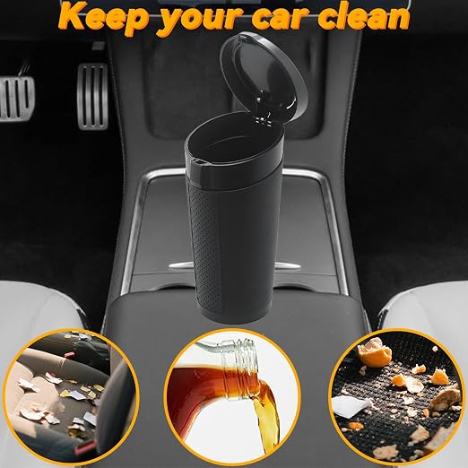 Car Trash Can Bin with Lid - 2 Pack, Leakproof Garbage Can for Vehicle, Mini Trash Bin with 180 Attached Trash Bags, Easy to Clean Cup Holder Trash Can for Car, Home, Office