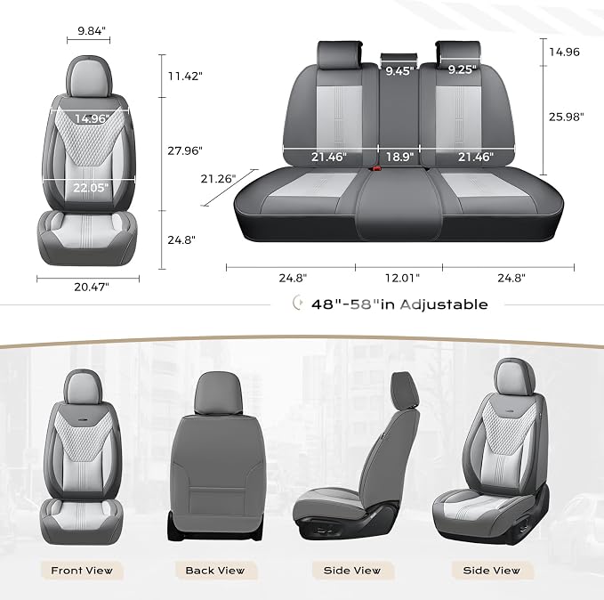 Coverado Car Seat Covers with Lumbar Support, Front Covers for Cars, Universal Automotive Seat Cover, Waterproof, Leather Car Seat Cushion, Interior Seat Protectors for Most Cars