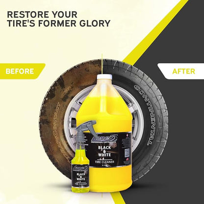 LANE'S Black & White Tire Cleaner Spray - Best Tire Cleaner for Black Tires, Rubber Restorer, Fast-Acting Formula for a Like-New Shine!