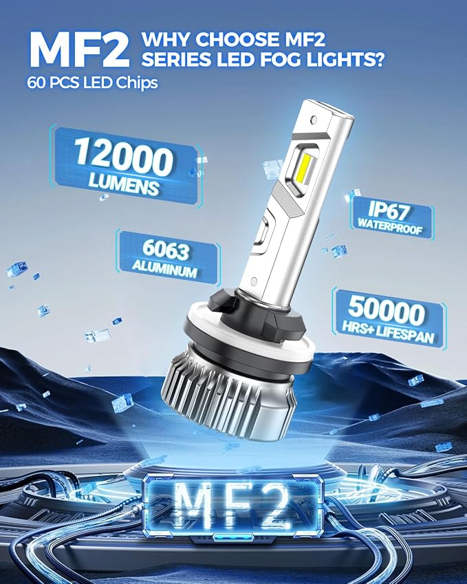 Marsauto 880 Led Fog Light Bulb, 12,000LM 881 893 899 Led Fog Light Bulb, 600% High Bright 6500K White Strong Penetration, Upgraded 1:1 Mini Size 880 Fog Lights, Powersports Accessory Light Kits