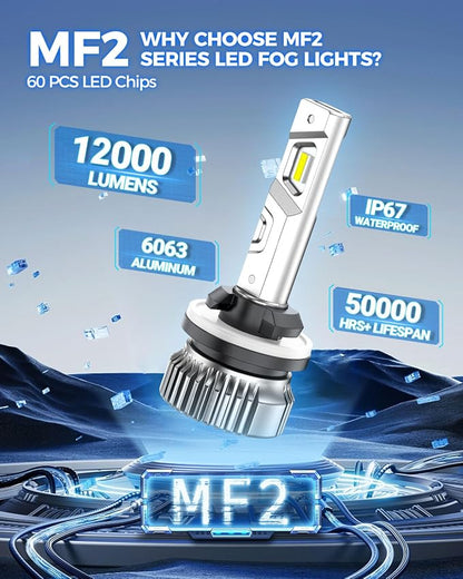 Marsauto 880 Led Fog Light Bulb, 12,000LM 881 893 899 Led Fog Light Bulb, 600% High Bright 6500K White Strong Penetration, Upgraded 1:1 Mini Size 880 Fog Lights, Powersports Accessory Light Kits