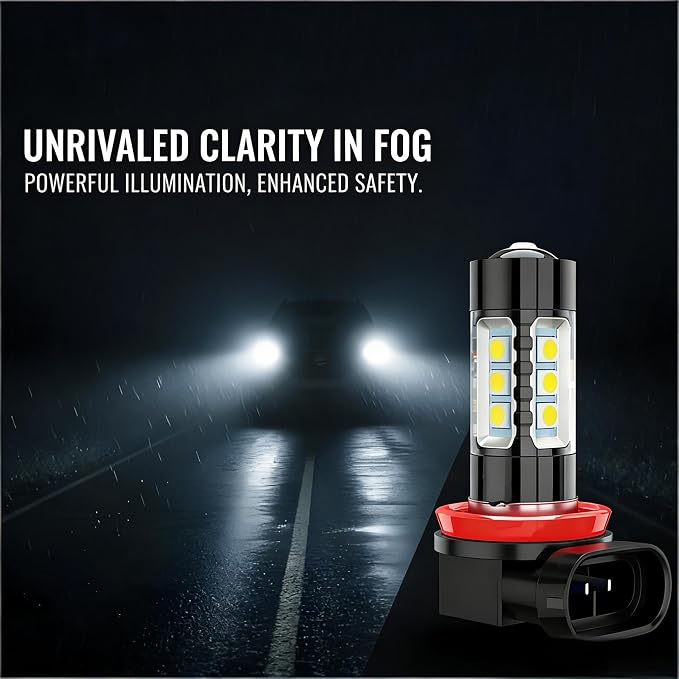 H11/H8 Fog Light Bulbs for Honda Accord (2008–2012), 6000K Cool White High-Performance Fog Lamps, Enhanced Visibility in Night & Bad Weather, Plug & Play, Pack of 2