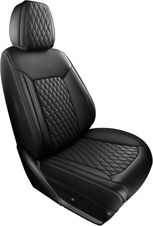 Front Car Seat Covers Set of 1,Universal Precision Fit Contoured Thick Nappa Leather Automotive Waterproof Car Seat Protector Cushion,Car Accessories for Men Women,Style1 Black