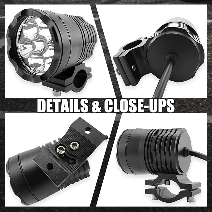 Motorcycle Driving Light 12-60V 40W 3600LM LED Fog Light for ATV UTV Bike Car Truck Boat Forklift Waterproof LED Spotlight with 6 Light Beads High Low Strobe Beam Switch Universal (Black 1)