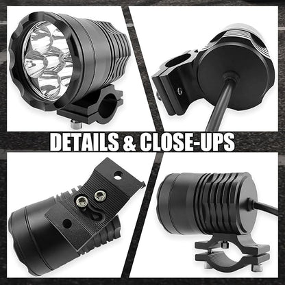 Motorcycle Driving Light 12-60V 40W 3600LM LED Fog Light for ATV UTV Bike Car Truck Boat Forklift Waterproof LED Spotlight with 6 Light Beads High Low Strobe Beam Switch Universal (Black 1)