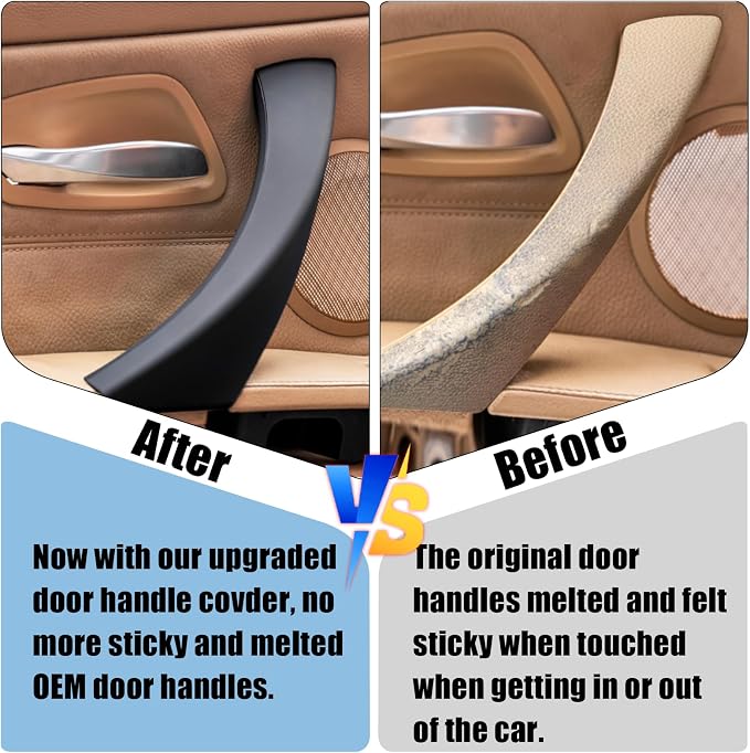 Compatible with BMW 3 Series Door Handle Covers E90/E91/E92/E93 2004-2011,6PCS Left and Right Passenger Interior Door Pull Handle Set for BMW 318i,320i,323i,325i,328i,330i,335i(Black)