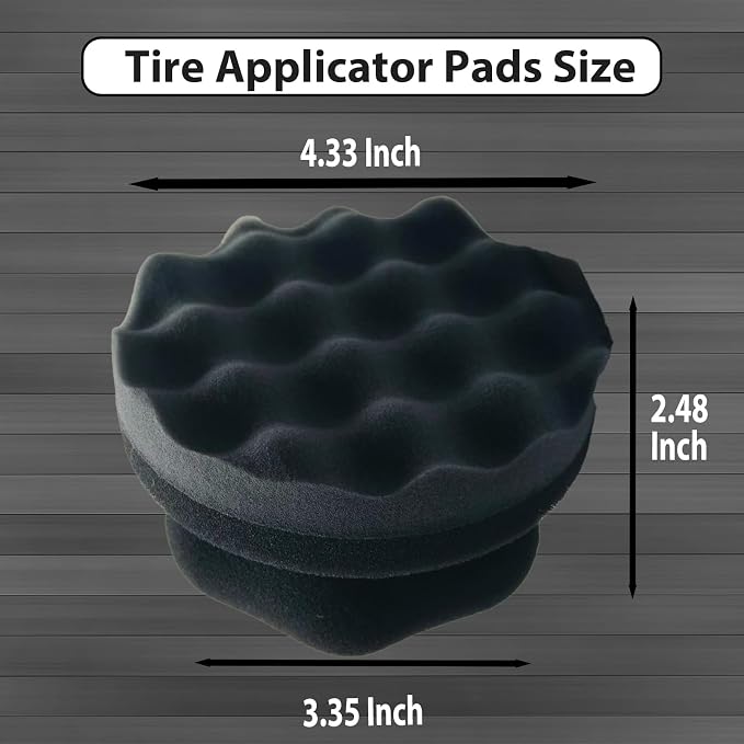 2 Pcs Large Tire Shine Applicator, Reusable Tire Dressing Applicator Wave Contoured, Tire Sponge Pads for Car Detailing Cleaning, 4.33 inch