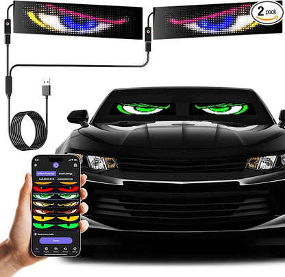 LED Eyes for Truck| Devil Eyes Light for Cars | Flexible Scrolling Programmable LED Signs | Can Edit Text/Graffiti/Animations