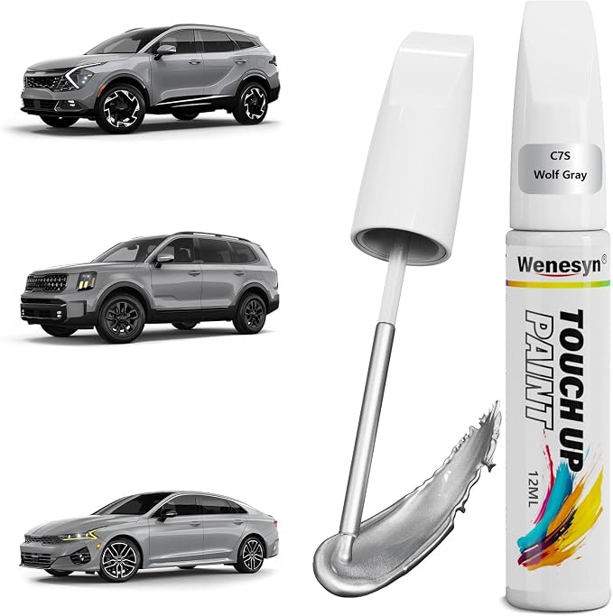 C7S Wolf Gray Touch Up Paint Compatible with Kia, Car Paint Scratch Remover for Nicks & Chips Repair, Automotive Paints Exact Match Sportage/Sorento/Telluride/K5