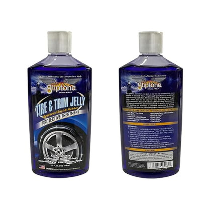 Gliptone Tire & Trim Jelly 16 oz, Long-Lasting High Gloss Tire Gel for Tires, Trim & Rubber, Non-Sling, No-Drip Formula, Thick, Easy Application, Deep Shine & Durable Protection for Exterior Surfaces