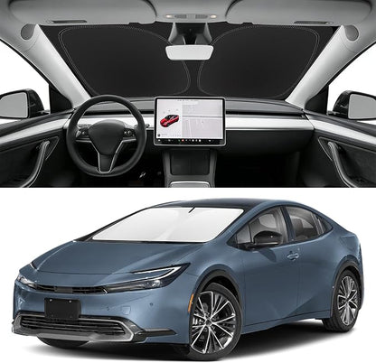 Custom Fit Windshield Sun Shade for Toyota Prius 2023-2026 (Not for Prius C/V), Blocks UV & Heat, Front Window Sunshade Accessories, Easy Fold & Store Keep Your Car Cooler