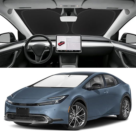 Custom Fit Windshield Sun Shade for Toyota Prius 2023-2026 (Not for Prius C/V), Blocks UV & Heat, Front Window Sunshade Accessories, Easy Fold & Store Keep Your Car Cooler
