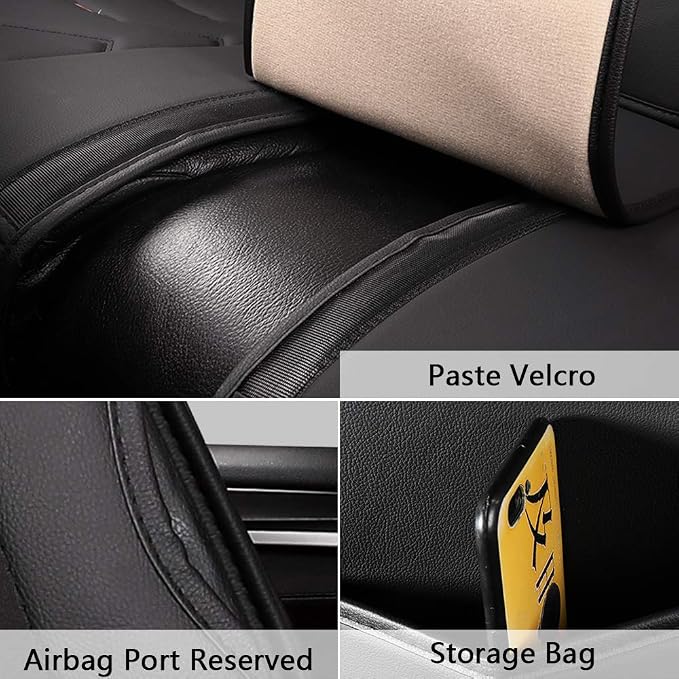 otoez Leather Car Seat Covers 5 Seats Full Set Fit Sedan SUV Truck Vans Leatherette Automotive Seat Cushion Protector Universal Fit for Most Honda Chevy Ford,Black & Red