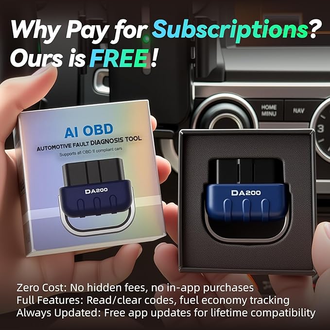 OBD2 Scanner Bluetooth Diagnostic Tool with Compatible for iOS & Android, OBD II Scanner Car Code Reader for Vehicles - No Subscription Fee - Fit for All OBDII Protocol Cars 1996+