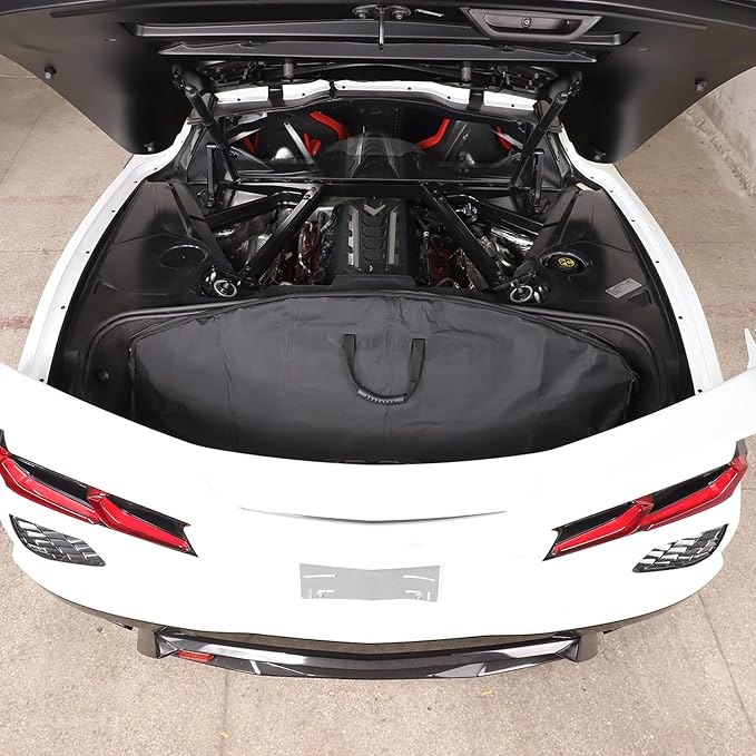 Hardtop Removable Roof Panel Storage Bag Compatible with Corvette C8 Coupe Stingray 2020 2021 2022 2023 2024 2025 (Manual Sunroof) Black Leather Interior Organizer Accessories