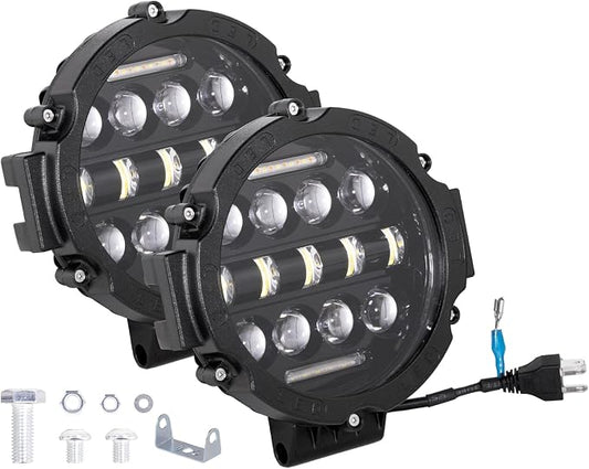 2PCS Round LED Work Light 7 Inch 75W, Spot Flood Spot Combo LED Light Bars Fit for Pickup Truck Jeep ATV UTV SUV