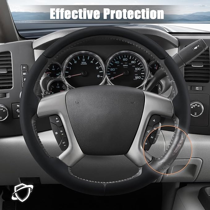 Aimato Customized Steering Wheel Cover for Chevy Silverado 1500 2007-2013/GMC Sierra 2007-2013/2500 3500 Suburban Tahoe Yukon 2007-2014/Traverse 2009-2017/GMC Sierra 2500 3500 2008-2014