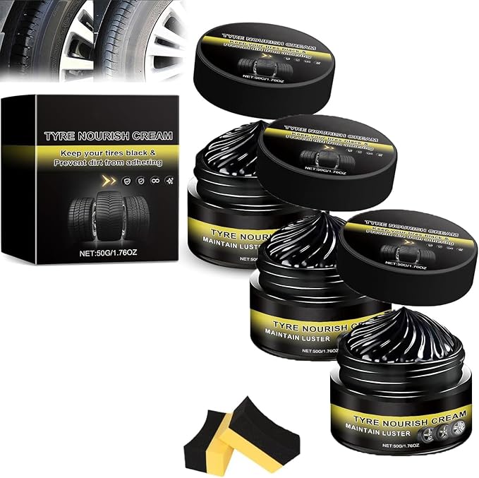 Tyre Nourish Cream for Tires,Tire Nourish Cream,Tire Wax Black,Restores Black Gloss,Shine,for Car Tires(3Pcs)