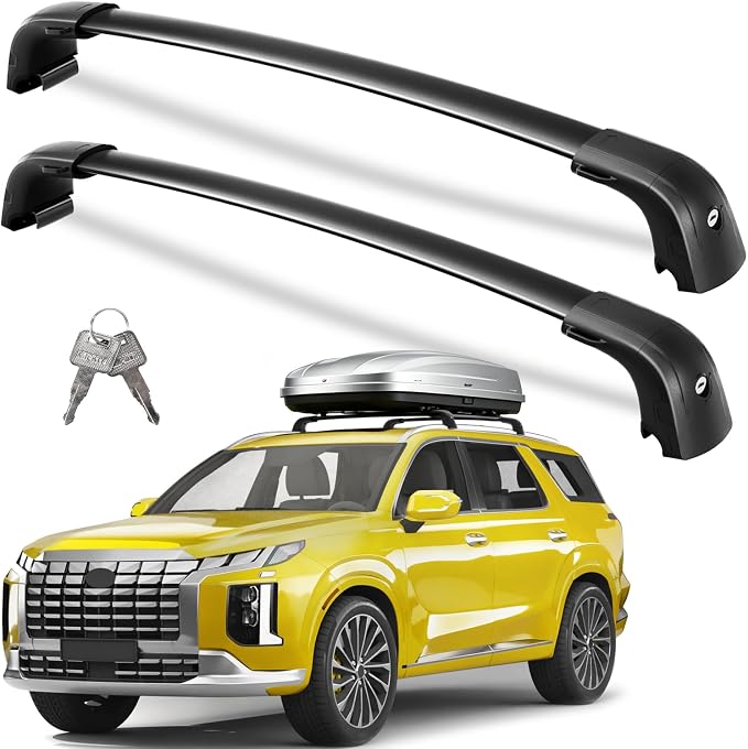 Wonderdriver Lockable Roof Rack Cross Bars 300lbs Compatible with Hyundai Palisade 2019-2025 SE SEL XRT Limited Calligraphy,Heavy Duty Aluminum Roof Rails Crossbars Canoe Black Rooftop Cargo Luggage