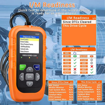 V119 OBD2 Scanner Code Reader, Check Engine Light Diagnostic Tool, Car Voltage Tester for Vehicles Since 1996